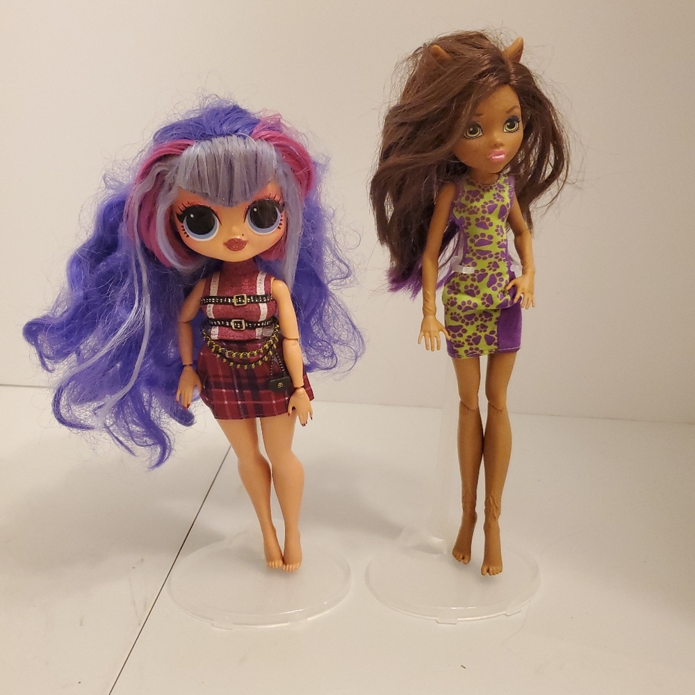 Lot Of 2 Monster High Clawdeen Wolf & OMG LOL Doll